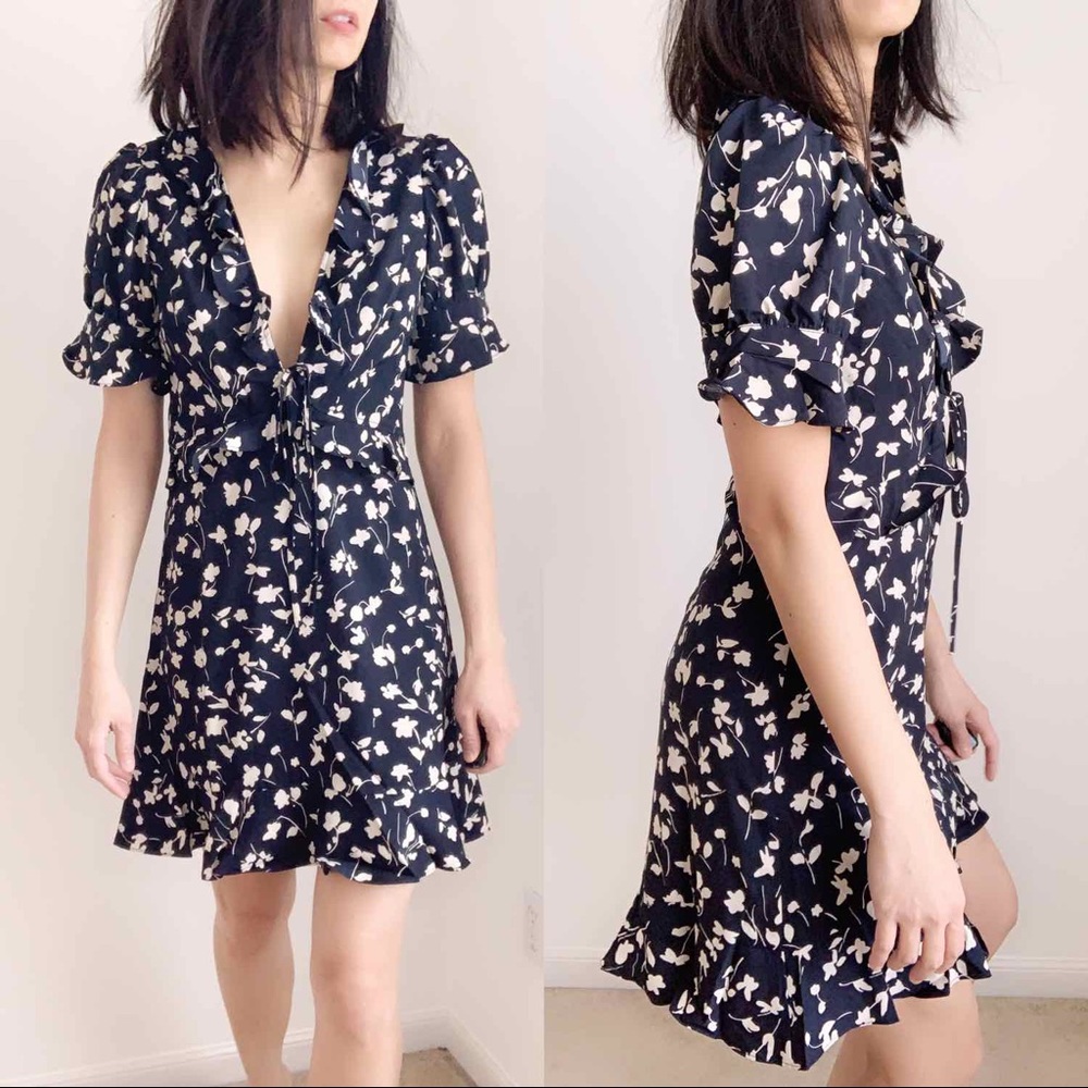 BOHO DEEP V RUFFLES MINI DRESS - Picture 3 of 8
